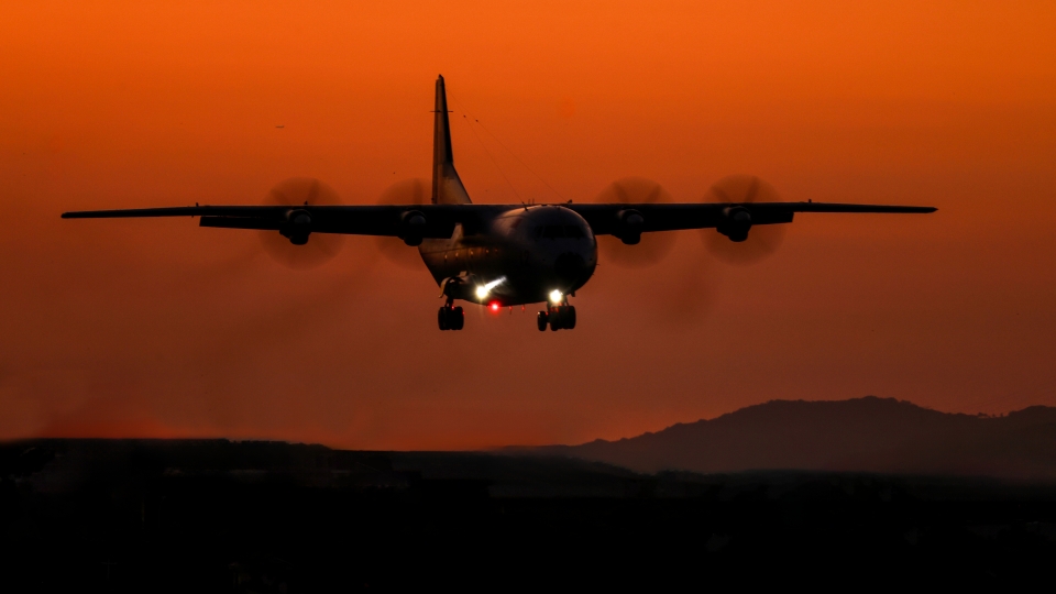 Y-9 transport aircraft in flight training